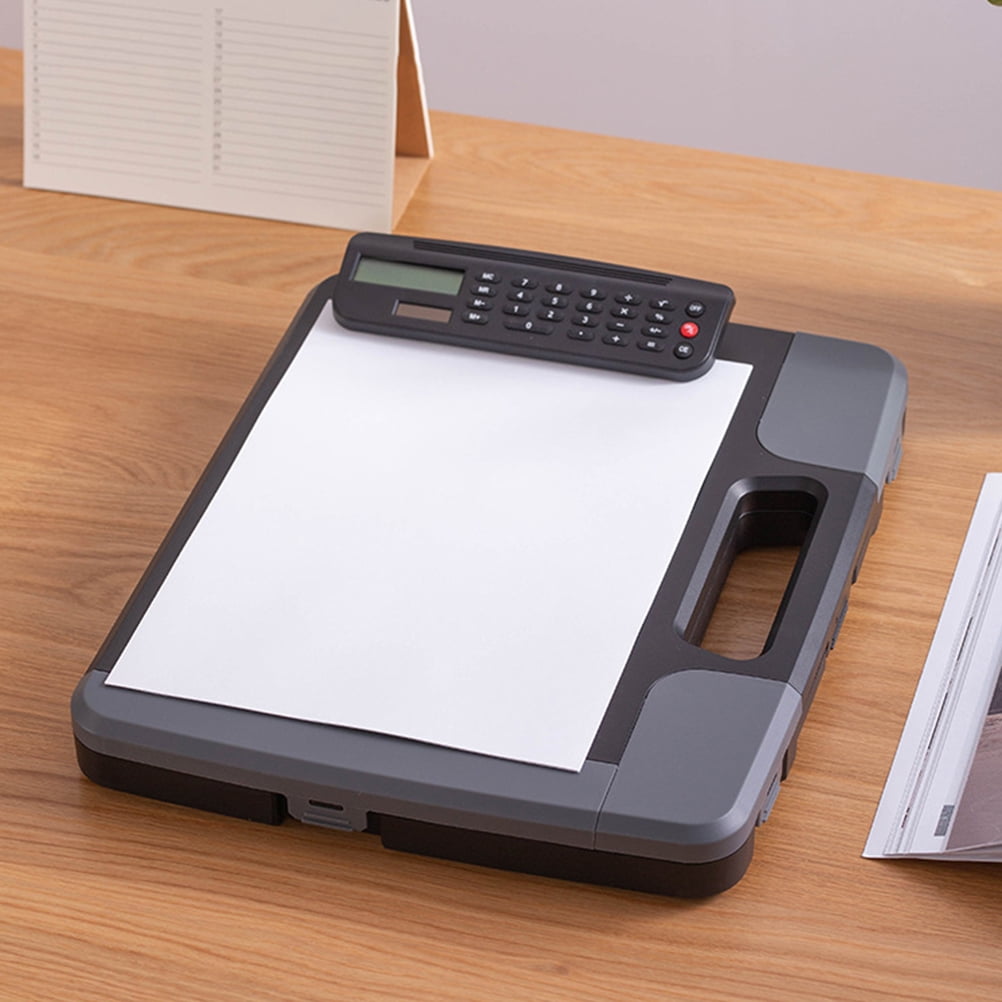 FOMIYES Professional Storage Clipboard with Calculator, PP Plastic Document Clipboard Case, 1 Set