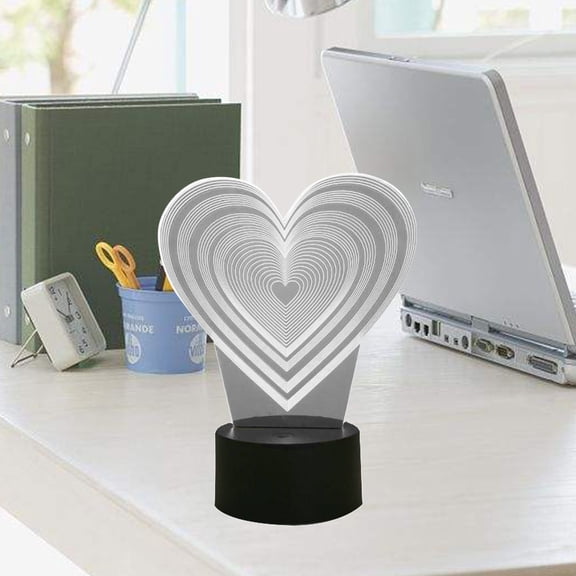 Raindrops Black Acrylic 3D Illusion Lamp with Fairy Lighting for Decoration and Illumination Creative Heart Design Fits Most Rooms