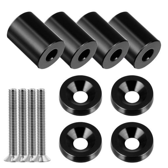 Raindrops Universal Hood Spacer Riser Black Aluminum Alloy for Car Engine Ventilation Enhancement