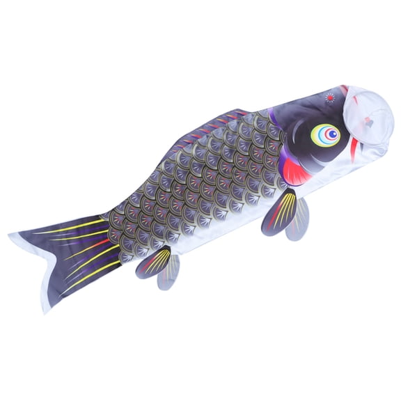 Raindrops Dragon Boat Festival Carp Shape Flag Satin Material Decorative Party Decor Black