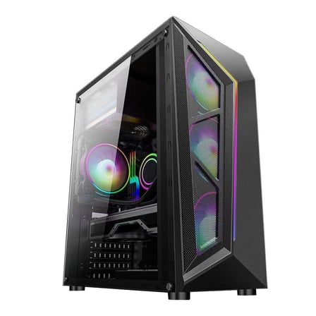 Raindrops Black Computer Chassis with RGB Lights and Iron Net Panel for ATX M-ATX Motherboards