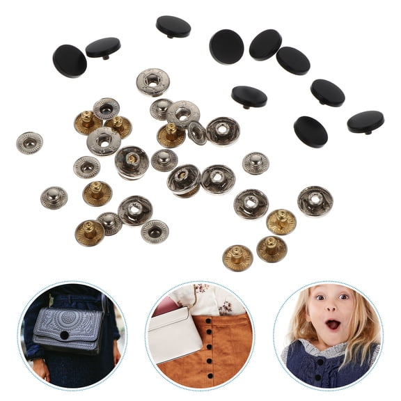 Raindrops Black Copper Button Covers for Crafts, , 10 Sets for Sewing and Upholstery Projects