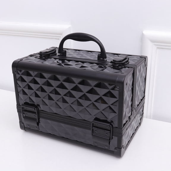 Raindrops Black Cosmetic Box Makeup Organizer with Spill Proof Interior and Two Layer Design