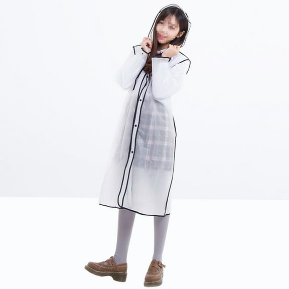 Raindrops Black EVA Portable Adult Raincoat with Hood for Outdoor and Activities, Lightweight and Reusable