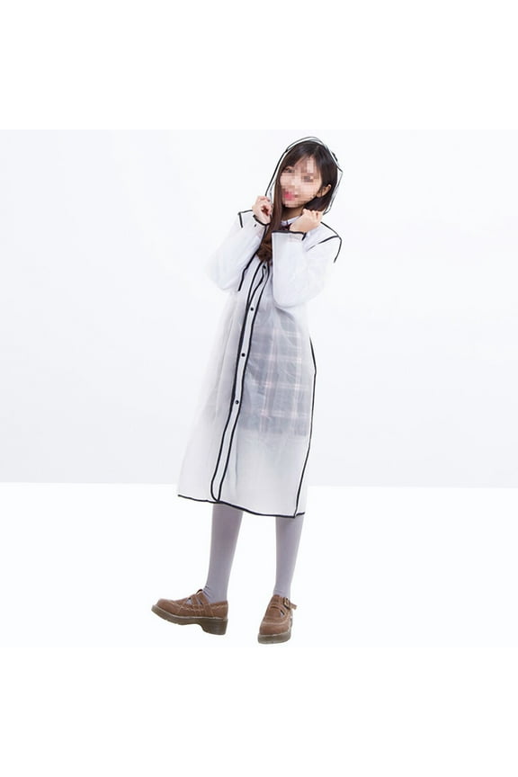 Black EVA Portable Adult Raincoat with Hood for Outdoor and Activities, Lightweight and Reusable