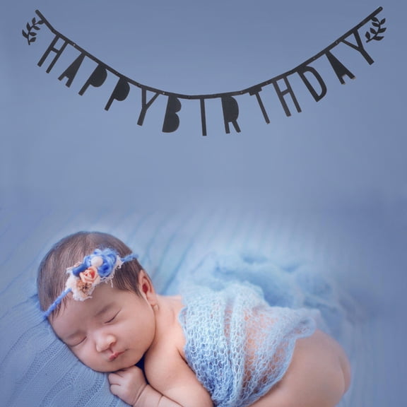 FOMIYES Black Letter Birthday Banner Felt Party Gar Decoration for Photo Props