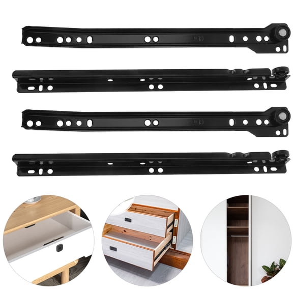 FOMIYES 1Pair Black Metal Drawer Slides Bottom Mount Replacement with Easy Installation for Household Use