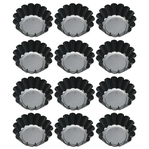 Raindrops 12Pcs Black Tartlet Baking Tools for Home Baking Cake Muffin and Pudding Molds