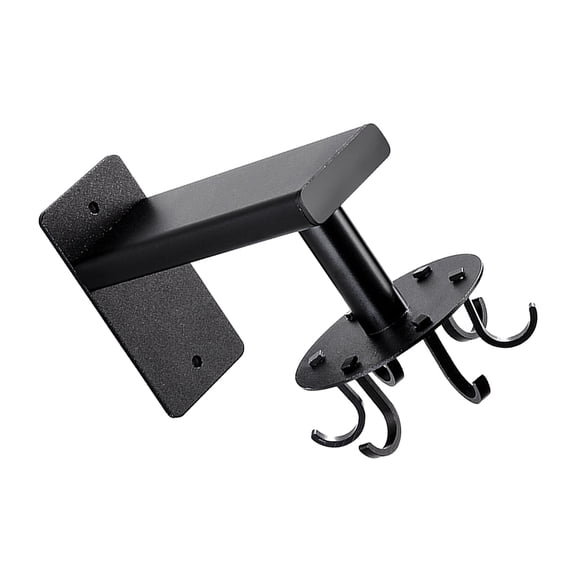 Raindrops Black Kitchen Storage Rack with 6 Adjustable Hooks for Home Use No Punch Required Easy to Install