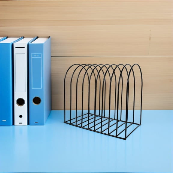 Raindrops Metal Vertical File Sorter with Upright Sections for Desktop Book and Binder Organization