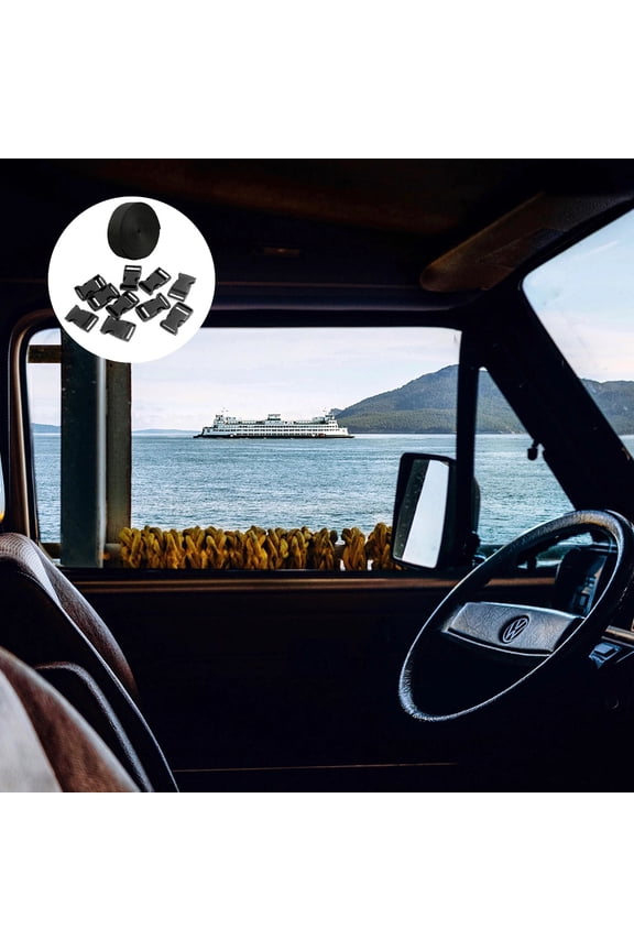 Black Nylon Webbing Straps with Plastic Buckles Adjustable Quick Release Luggage Accessories Set