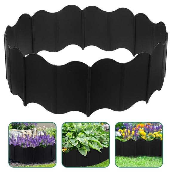 Raindrops Black Plastic Garden Fence Set, Flexible Interlocking Panels for Outdoor Use, Smooth Finish and Easy Installation