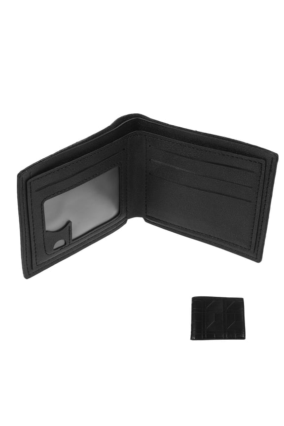 Black PU Bifold Wallet for Men with Elegant Touch and Card Storage