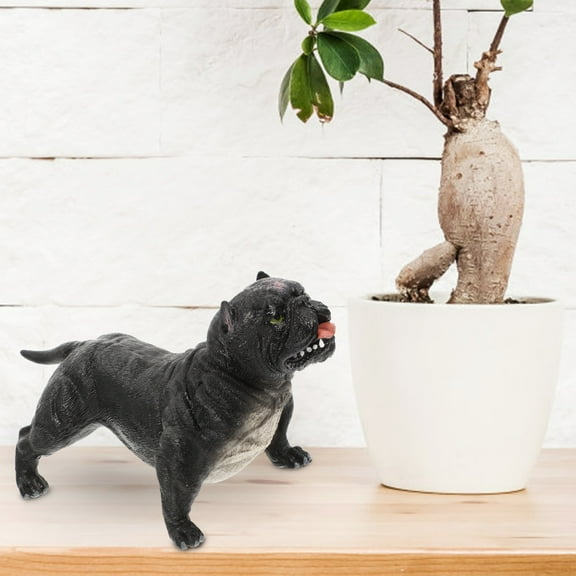 Raindrops Black Plastic Bulldog Figurine Lightweight Home Decor Ideal for Kids Room or Party 5.5 Inches