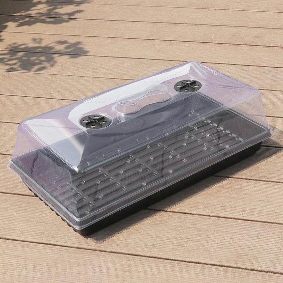 Raindrops Black Plastic Tray with Clear Ventilated Cover, Propagation Kit Featuring 2 Air Vents for Plant Growth