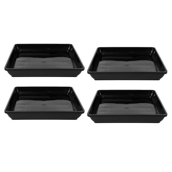 Set of 4 Black Thickened PP Plant Trays for Balcony, Garden, and Outdoor Use with Drainage Design