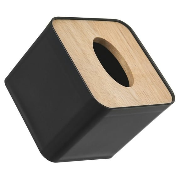 Raindrops Black Plastic Tissue Box Cover for Home Office Bedroom Bathroom Decorative Storage 5.5 x 5.5 x 5.5 inches