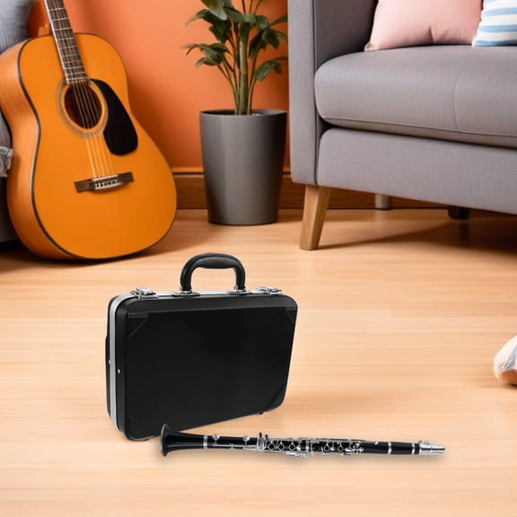Raindrops Compact Black Clarinet Hard Case with Multi Compartment Storage for Travel