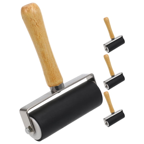 Raindrops Black Roller for Crafting and Printmaking Made of Wood and Plastic for Home Use 4pcs