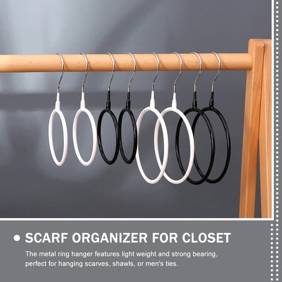 Raindrops Black Scarf Rack with Smooth Stainless Steel Rings for Home Use Holds Various Sizes of Scarves and Ties 4pcs