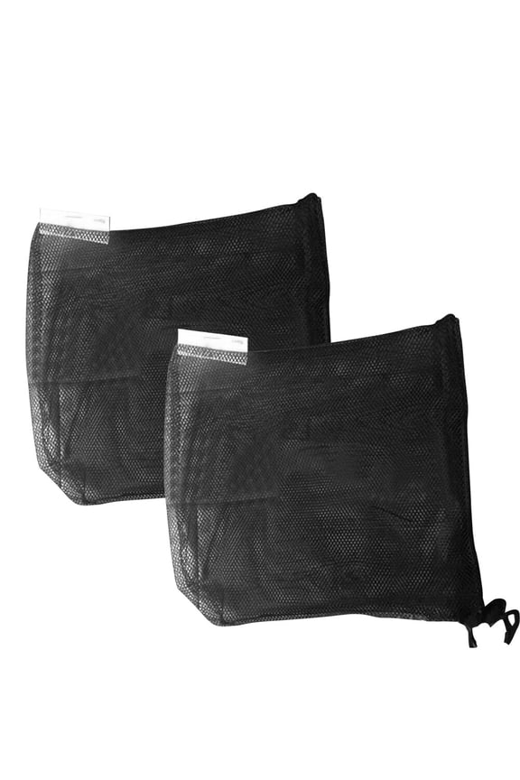 Black Square Mesh Drawstring Bag For Sundries Storage Beach Activities 2Pcs 15.72X12.97X0.20in