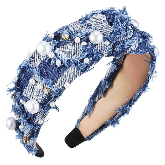 Raindrops Denim Rhinestone Headband Multi Color Soft Material Comfortable Wear