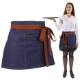thumbnail image 1 of Raindrops Cotton Denim Half Waist Apron with Multiple Pockets for Restaurant Servers and Kitchen Use, 1 of 7