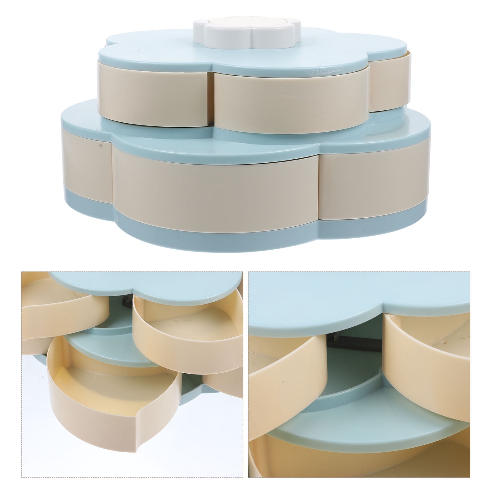 Pattern Rotating Candy Box Raindrops Flower Shape Storage Container PP Material Creative Rotating ...