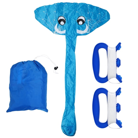 Raindrops Blue Frameless Elephant Kite Creative Cartoon Design for Kids Playing with Long Tail Synthetic Material