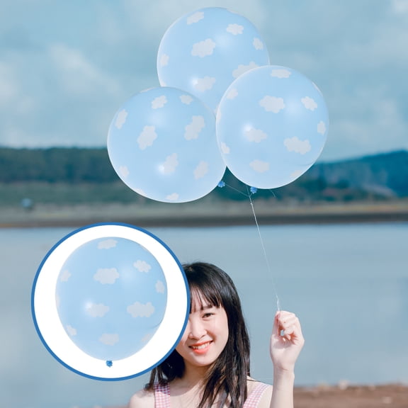 Raindrops Blue Latex Balloons with Print for Decoration 12 Inch