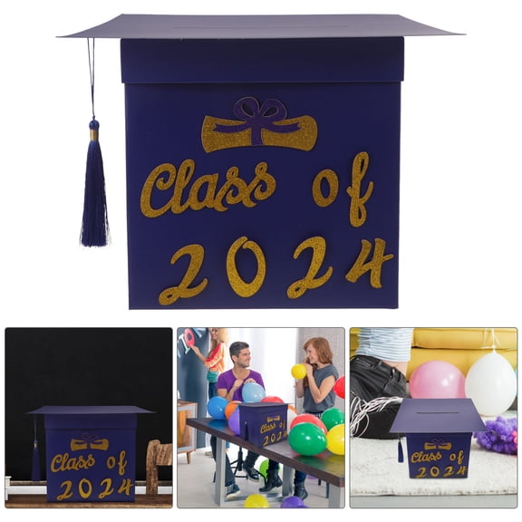 Raindrops Blue Paper Graduation Message Box for Party Use Easy to Store Graduation Blessing Cards