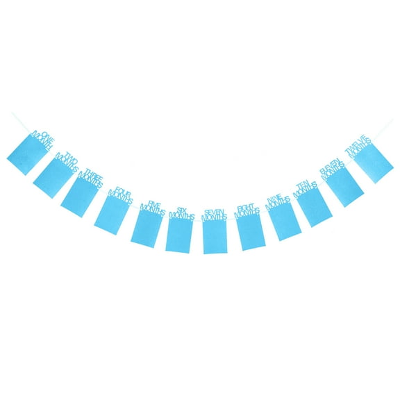 Raindrops Blue Paper Photo Wall Display Flag for Baby's First Year Celebration 112 Month Birthday Banner Decor