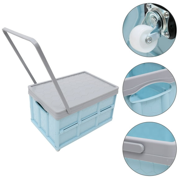 Raindrops Blue Plastic Storage Box for Clothes and Organizing with Lid Stackable Foldable 60 Gallon