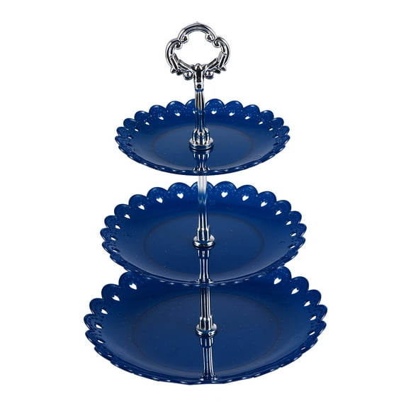 Raindrops Afternoon Tea Cake Stand Blue PP Plastic 1 Set Kitchen Accessories Storage