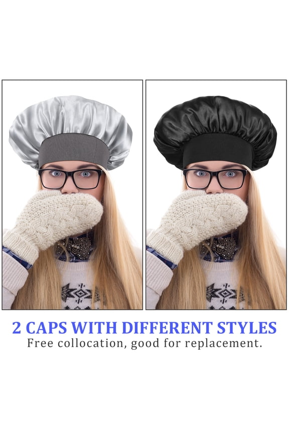 Bonnets for Women Curling Headband Satin Sleep 's Black
