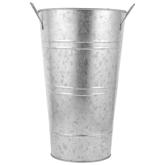 USHOBE Vintage Flower Bucket Metal Vase Silver Iron Home Decor 1Pack