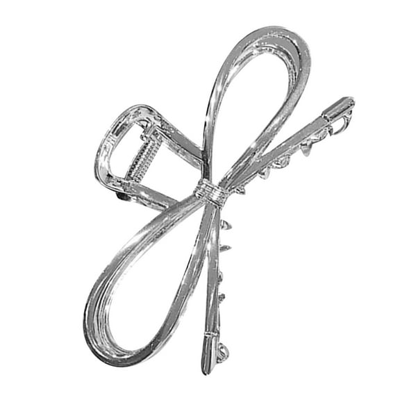 Raindrops Decorative Bow Design Hair Claw Clip Large Jaw Clip Zinc Alloy White K 1Pcs for Women Parties