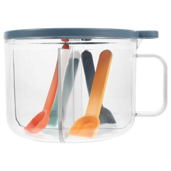 Raindrops Box with Lid 4Compartment Plastic Design for Kitchen Includes Spoons 3.5x2.5x4.5 Inches