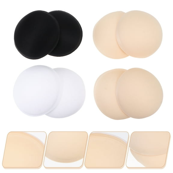 Raindrops Bra Inserts Pads for Women Use Made of Sponge Material Absorb Sweat Keep Dry Reusable 4 Pairs Black