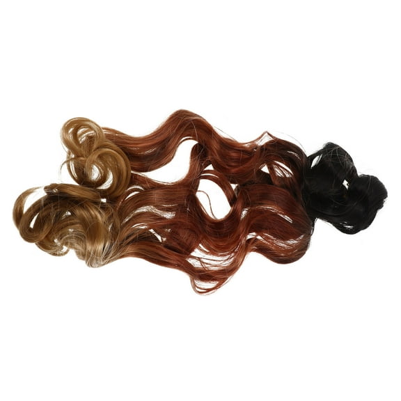 Raindrops Women Wigs Braided Curly Hair Extension High Temperature Silk Coffee 1Set