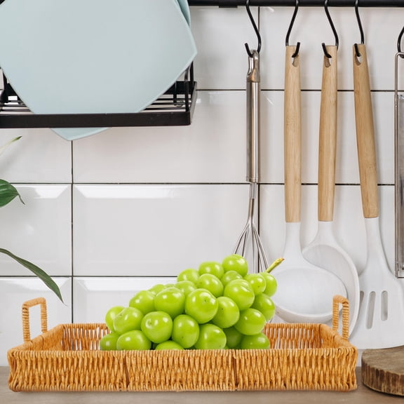 Raindrops  Bread Serving Basket Kitchen Woven Tray Wicker for Bathroom Decor