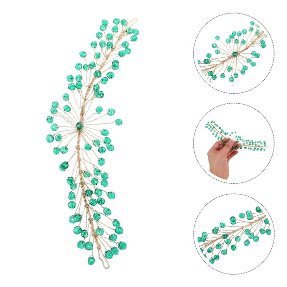 Raindrops Elegant Green Crystal Headband Bridal Rhinestone Wedding Headdress