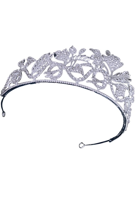Silver Rhinestone Bridal Crown for Wedding Elegant Headpiece