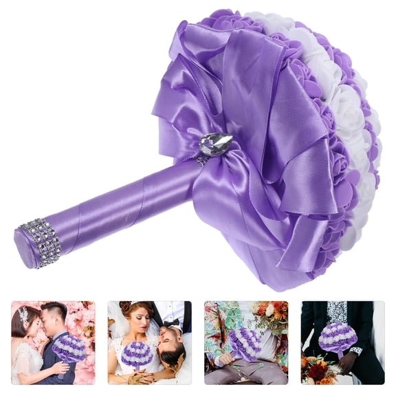 Raindrops Bride -Tied Bouquet with Lifelike PE Foam Roses Wedding Decoration, Floral Arrangement