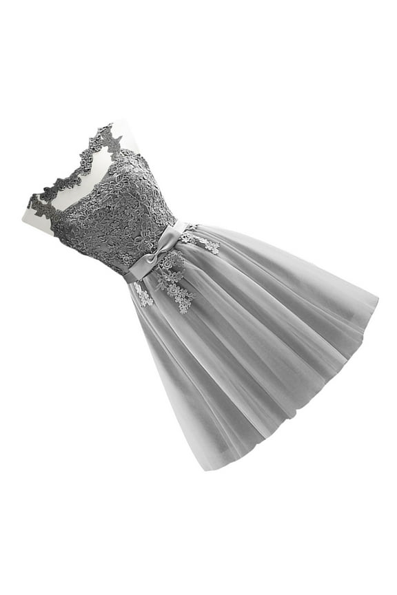 Lace Junior Bridesmaid Dress in Dark Grey for Weddings, Parties, and Special Occasions