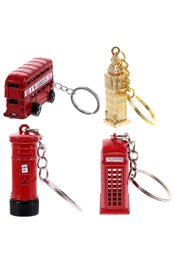 Zinc Alloy Keychain Set, 4pcs Assorted Colors, Multipurpose Decorative Accessories