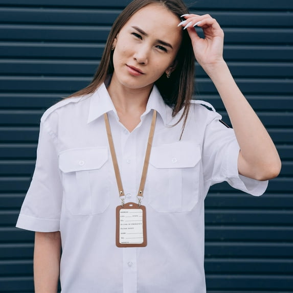 Raindrops Brown Cards Holder Lanyard 1Set 6.7x3.5in for Work and School