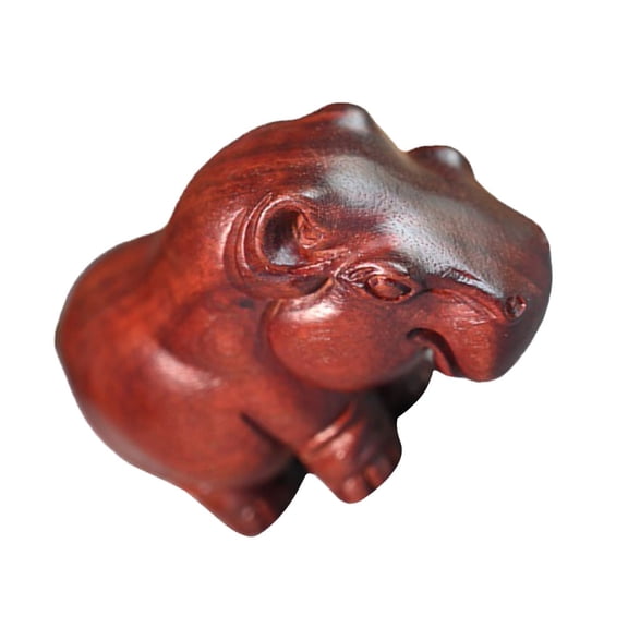 Raindrops Brown Carved Hippo Statue for Home Decor Unique Design Synthetic Material 6.5 x 5.5 x 3.5 Inches