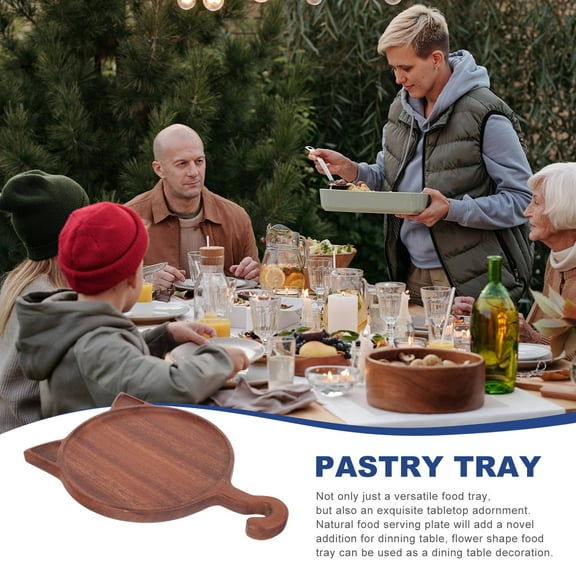 Raindrops Brown Ebony Food Tray for Storage Versatile Dessert Plate Synthetic Materials Flower Shape 1pc