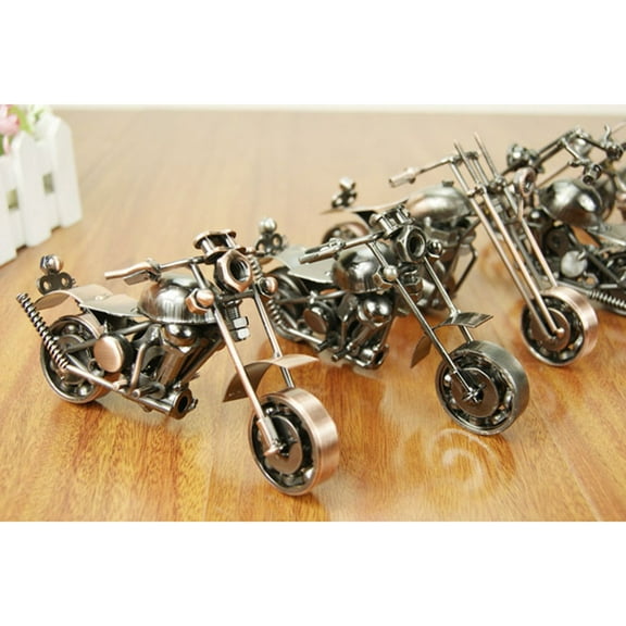 Raindrops Brown Iron Motorcycle Model Ornament for Home Office Desktop Decoration Unique Gift Idea 5.5 Inches